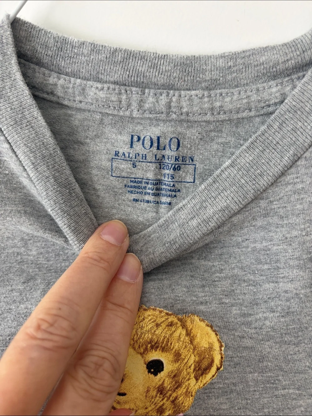 Ralph Lauren Gray Polo Bear Tee with Multicolor Bear Graphic